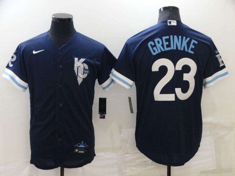 Men Kansas City Royals #23 Greinke Blue City Edition Game Nike 2022 MLB Jersey->texas rangers->MLB Jersey